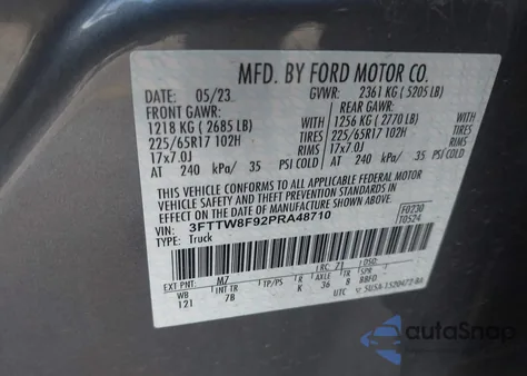 2023 Ford Maverick Xlt z USA, uszkodzony, nr VIN 3FTTW8F92PRA48710